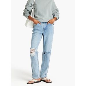 NWT GOOD AMERICAN Good 90's Icon Distressed High-Rise Straight-Leg Jeans